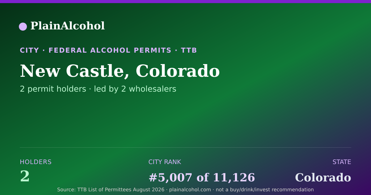 Shareable card for New Castle, Colorado - 2 Alcohol Permit Holders
