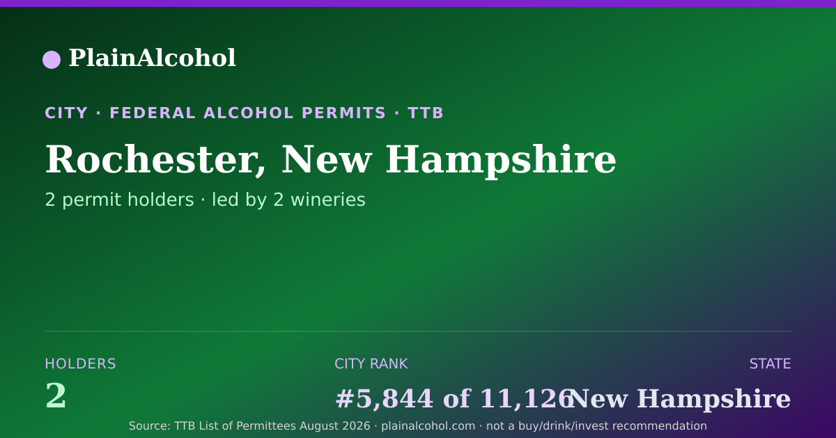 Shareable card for Rochester, New Hampshire - 2 Alcohol Permit Holders