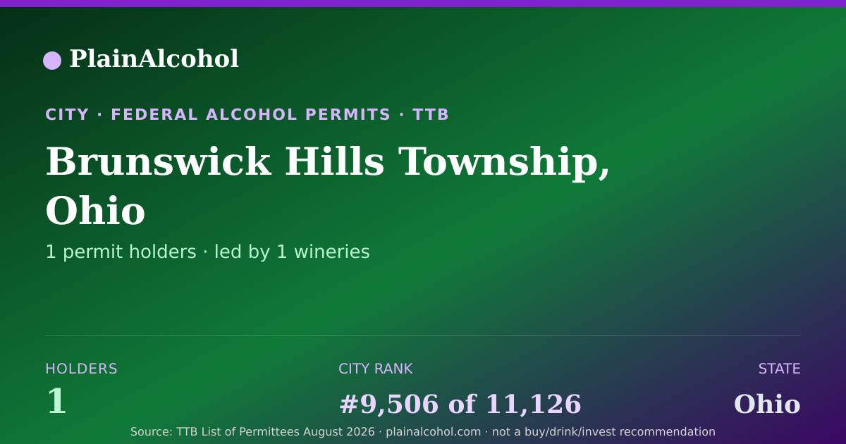 Shareable card for Brunswick Hills Township, Ohio - 1 Alcohol Permit Holders